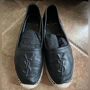 Yves Saint Laurent black monogram espadrilles